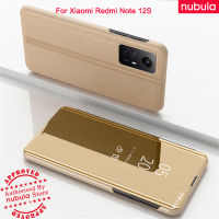 NUBULA เคส Xiaomi Redmi Note 12S แบบฝาพับกระจกเงาเคลือบสุดหรูเคสพลิก Hp Redmi Note 12S เคสแบบฝาพับแข็งด้านในเป็นหนัง PU เคสแบบพับปิดได้ในตัวขาตั้งที่มองเห็นชัดเจนสำหรับ Redmi Note 12S