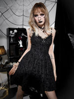 Gothic DressGoth Dark Gothic สไตล์ลูกไม้ A Swing Halter ชุดเครื่องเทศสาวเซ็กซี่ Slim แพคเกจสะโพกสั้นชุด Femath Dress