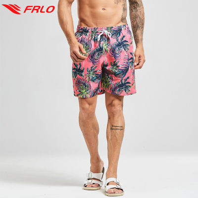 FRLO กางเกงชายหาดผู้ชาย M-3XL โพลีเอสเตอร์ ขาสั้น กางเกงว่ายน้ำแห้งเร็วชาย มีซับในตาข่าย รุ่น JS002