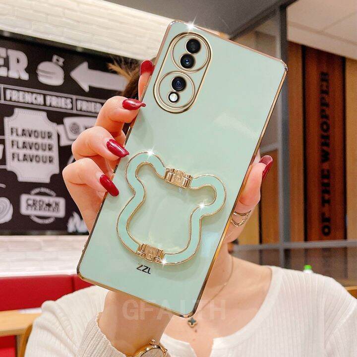 เคสพร้อมส่ง-huawei-honor-90-5g-90-lite-honor-70-lite-2023แฟชั่นใหม่เคสนิ่มชุบขอบตรง-honor70lite-honor90พร้อมฝาหลังที่จับรูปหมีน่ารัก