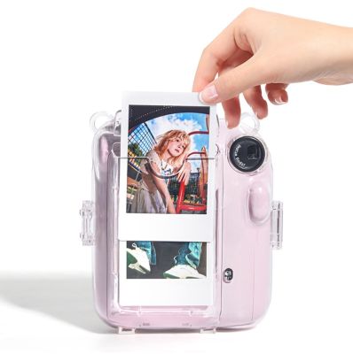 สำหรับ Instax Mini 12กล้องถ่ายภาพโปร่งใสเคสโพลารอยด์ฟูจิฟิล์มฟิล์มป้องกันกระเป๋าใส่โน๊ตบุ๊คแบบพกพาอุปกรณ์สวมครอบพร้อมสายคล้องไหล่กระเป๋าเก็บของ