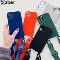 （ A Hot ）สายคล้องคอ Crossbody เคสโทรศัพท์ซิลิโคนอ่อนนุ่มสำหรับ iPhone 13 14 Pro Max 11 12 XR XS X 7 8 Plus SE 2สายคล้องเชือกเส้นเล็ก