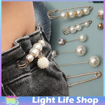 Sweater Shawl Clips Faux Pearl Brooch Pins Clothing Dress Pants Skirt Waist Decorative Collar Safety Pins For Women,Frock,Jersey