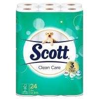 สก็อตต์ คลีนแคร์ กระดาษชำระ หนา 3 ชั้น แพ็ค 24 ม้วน/Scott Clean Care 3-layer thick toilet paper, pack of 24 rolls