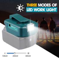 18V Led Light For Makita Li-on Battery Dual USB Port with LED Light Spotlight Outdoor Flashlight for Makita Batteries