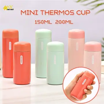 150ml Insulated Bottle Wood Grain Mini Cute Stainless Steel Thermos Cup Portable Pocket Vacuum Bottle Mini Coffee Mug with Tea Leak for Home Travel ou
