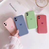 [ขายดี] เกาหลีสีลูกอมความรักเคสโทรศัพท์รูปหัวใจสำหรับ IPhone14 Pro Max 12Mini XR XsMax 13 7 8Puls เคสเคสซิลิโคนแบบนิ่ม Funda