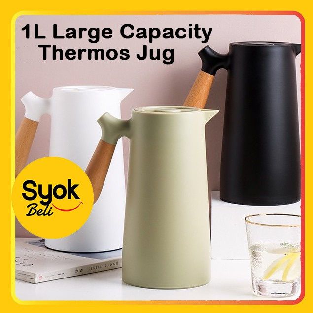 1L Large Capacity Nordic Thermal Insulation Kettle Household Thermal  Insulation Pot Glass Liner Thermos Hot Water Bottle 