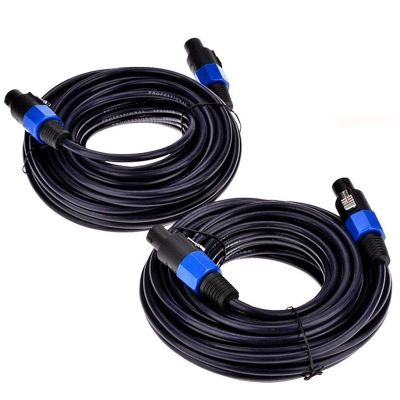 2 Pack 25 Ft Male Speakon to Speakon Cables, Professional 12 Gauge AWG Audio Cord DJ Speaker Cable Wire with Twist Lock