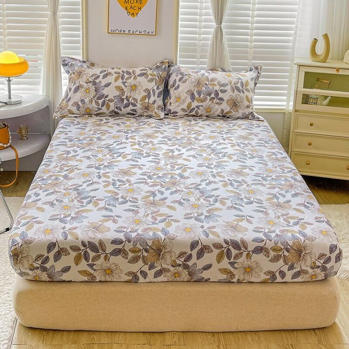 1ชิ้นผ้าปูที่นอนพอดีดอกฝ้าย100-ผ้าคลุมฟูกสี่มุมผ้าปูที่นอนเตียงเด็กผ้าปูที่นอนลิินินสำหรับเตียงราชาราชินี