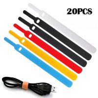 20PCS Releasable Self-adhesive Cable Ties Reusable Cord Organizer Lines Fastening Cable Ties Straps Home Cable Organizer Cable Management