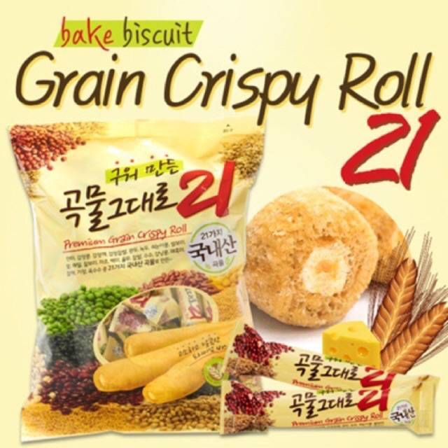 แบ่งขาย-ขนมเกาหลี-grain-crispy-roll-ทำจากธัญพืช-21ชนิด-สอดไส้ครีมชีสบรรจุ-คริสปี้โรลเกาหลี