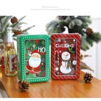 ★COD&amp;Ready Stock★Christmas Merry Snowman Cookies Tin Box Santa Claus Candy Tin Box New Year Packaging Container Tin Box