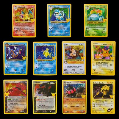 English 25Th Souvenir Card Flash Cards 1996years Charizard Blastoise Venusaur Pikachu Game Collection