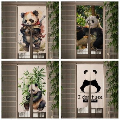 Fashion 2023 Gorden Tiongkok door, Panda door curtain Funny green bamboo leaf kitchen terrace door entrance hanging half curtain room decoration