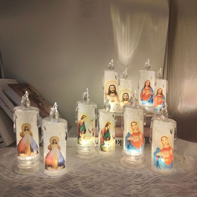 【CW】 Jesus Virgin Christ Candle Lamp Romantic Tea Light Electronic Flameless LED Deco