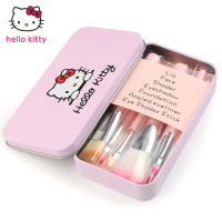 7pcs Sanrio Hello Cartoon makeup brush tool makeup eye shadow brush set tin box eye shadow blush makeup brush