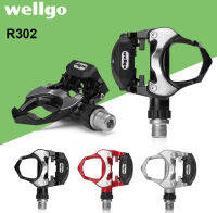 Wellgo R302 Self-Lock จักรยานเสือหมอบที่เหยียบน้ำหนักเบา270G อลูมิเนียมแบริ่งแป้นถีบจักรยาน Clipless พร้อม KEO Cleats Cycling Part