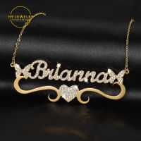 Personalized Butterfly Necklaces Custom Bling Iced Out Butterfly Name Necklaces Nameplate Stainless Steel Chain Christmas Gifts