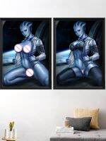 ❈❏ Liara การ์ตูนวิดีโอเกมสาวเปลือยเซ็กซี่อะนิเมะ Mass Effect Art-โปสเตอร์ที่กำหนดเองภาพตกแต่งตกแต่งผนังผ้าไหมพิมพ์