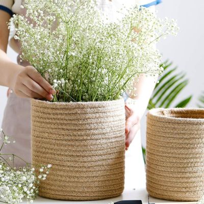 [Like Activities]หลายครัวเรือน StorageCotton เชือก WovenBasket หม้อ GardenVase แขวนตะกร้าหวายตะกร้าท้อง