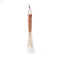 RET Cleaning Brush Beech Wood Handle L-Shaped Curved Brush Head Household Dishwashing Cup Brush Teapot Milk Bottle