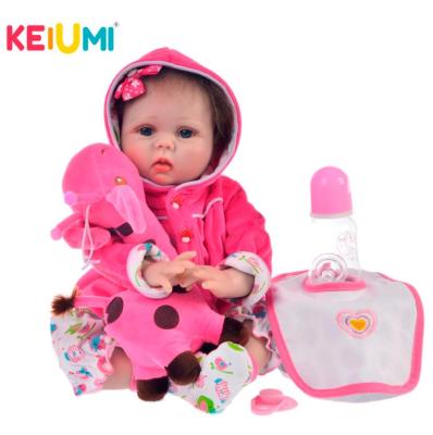 KEIUMI New New Silicone Reborn Baby Dolls 22" 55 CM Lovely Baby Reborn Realisting Stuffed Doll Sets For Kids Birthday Surprise