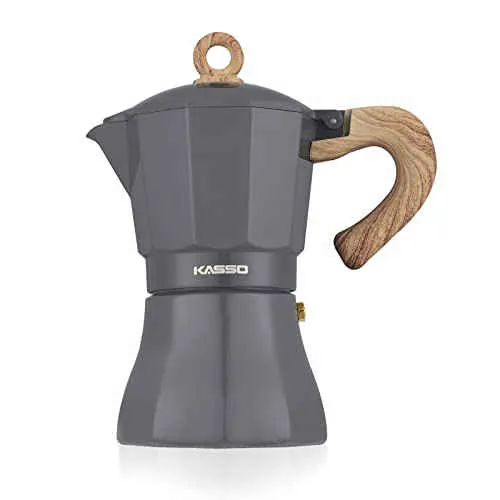 KASSO Stovetop Espresso Maker, 3 Cup Aluminum Moka Pot for Classic