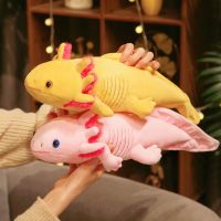 45-80cm Kawaii Colorful Newt Plush Toy Stuffed Cute Axolotl Salamander Fuzzy Plush Fish Appeasing Long Pillow Cushion Kids Gift