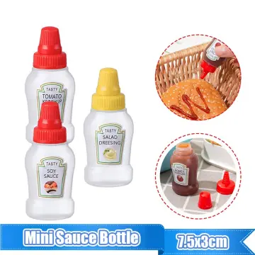 4pcs Portable Mini Square Sauce Bottle With Tomato Ketchup And Salad  Dressing Dispenser, Plastic Condiment Squeeze Bottles
