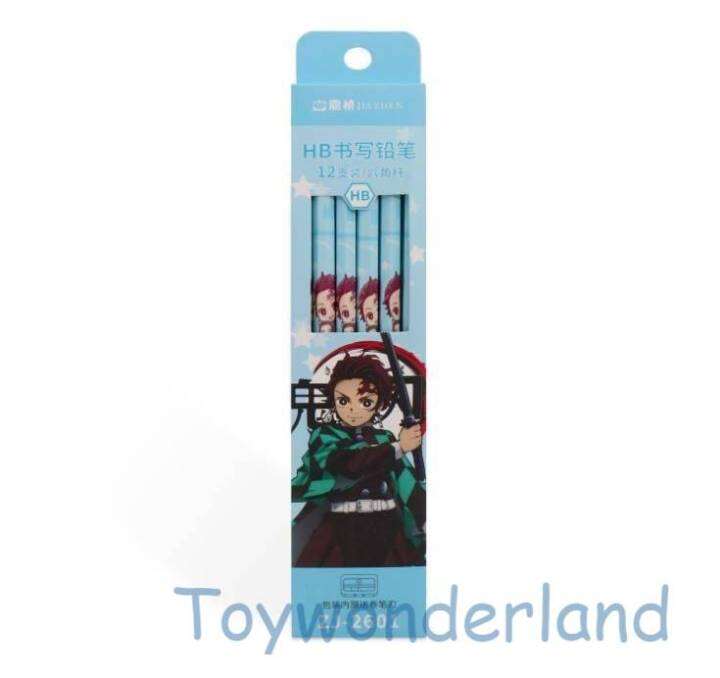 toyswonderland-ดินสอไม้-ลายดาบพิฆาตอสูร-ความเข้มระดับ-hb-ปลายมียางลบ