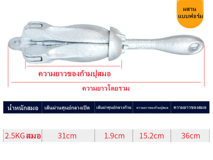 สมอเรือ-boat-anchor-สมอเรือ-folding-anchor-hot-dip-galvanized-น้ำหนัก-สมอเรือ-folding-anchor-hot-dip-galvanized-2-5kg