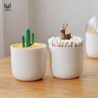 【LZ】hbv195 luluhut creative toothpick holder for cotton wheels plastic cotton swab holder with cute cactus trees rabbit table accessories