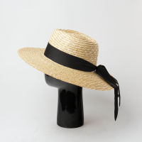 X293 Bow Ribbon Big Brim Straw Jazz Hat Outdoor Beach Cap Tourism Holiday Straw Hat Lady Panama Cap Straw Jazz Cap