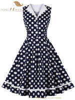 Sishion cotton 50S 60S rockabilly VINTAGE dresses SR532 R PARTY Polka Dots พิมพ์ Navy Blue ผู้หญิงฤดูร้อน dresses