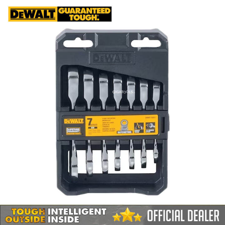 Dewalt 7 piece stubby ratcheting metric wrench set dwmt19261 0