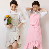 Fashion model shop 1Pc Women Cotton Linen Cross Back Apron Housework Kitchen Wrap Pinafore