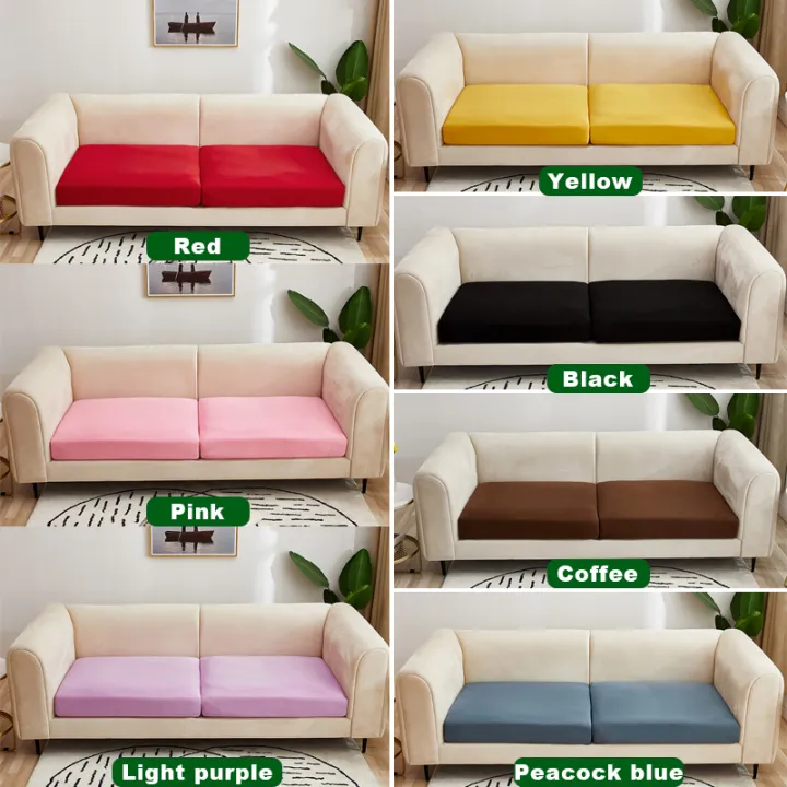 Bestenrose 1-4Seat Solid Color Ice Silk Stretchy Sofa Seat Cushion Cover Couch Slipcovers Protector Replacement