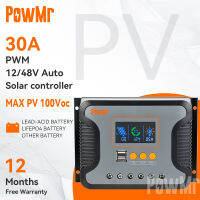 PowMr PWM 30A ตัวควบคุมการประจุพลังงานแสงอาทิตย์และตัวควบคุมการคายประจุ 12v, 24v, 36v และ 48v ความแม่นยํา, แบตเตอรี่ลิเธียมกรดตะกั่ว 100vdc Pstar-30A