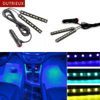 New Multicolor Car 9 LED 2 In1 Interior Atmosphere Lights Dash Floor Foot Strip Lights Lighter Adapter Decorative Lamp