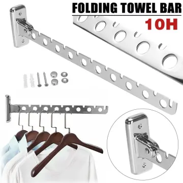 Cheap 6/8/10 Holes Wall Hanger Clothes Drying Rack Screw Stainless Steel  Folding Space Saving Clothes Hangers