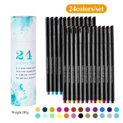 12/24/60 Colors Art Water-based 0.4mm Needle Pen Hook Line Pen Painting Supplies Fineliner Colored Pen Gel Pen Fineliner Pens