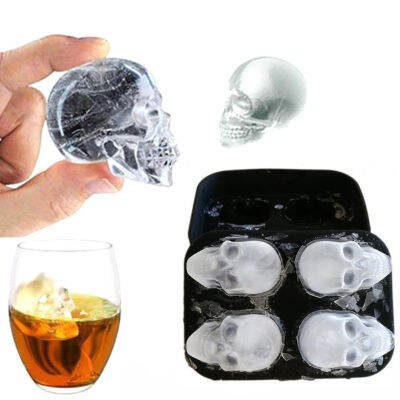 3D Skull แม่พิมพ์ซิลิโคน Ice Cube ถาดแม่พิมพ์ Ice Cube Maker Ice Ball แม่พิมพ์วิสกี้ tailWine Ice Cube แม่พิมพ์ Ice Ball Mould