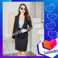 Grey Womens Work Suits เสื้อสูทสตรีสีเทาอ่อนมีซัพพอร์ทไหล่กระเป๋าจริงกระดุม1เม็ดทรงสวยไม่ยืดผ้าเสริตเย็บสวยมากs-3xl