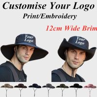 Custom Logo 12Cm Big Wide Brim Bucket Hats Women Men Summer Anti Uv Fishing Hiking Visor Fisherman Caps Beach Sun Hat Panama Cap