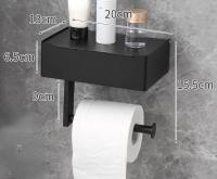 ♣卐 Black Toilet Paper Holder Toilet Paper Holder No Drilling with Wet Wipe Box Toilet Paper Holder with Shelf