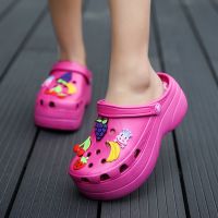 New Women Fashion Clogs Lovers Mules Summer Croc Beach Slippers Family Cave Hole Sandals Women High Heel Garden Shoes Flip Flop