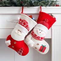 Christmas Candy Bag Stocking Santa Claus/ Snowman Sock Shaped Hop Pocket Festival Pendant for Home Office Fireplace Decoration