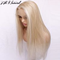 Blonde Lace Front Synthetic Wigs Silky Straight Highlight Color T Part Scalp Top Closure Wigs With Baby Hair [ Hot sell ] ea1voy