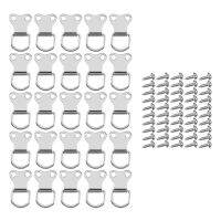 25 pcs D-Ring Picture Frame Hanging Hooks Double Hole Hangers With Screws Silver